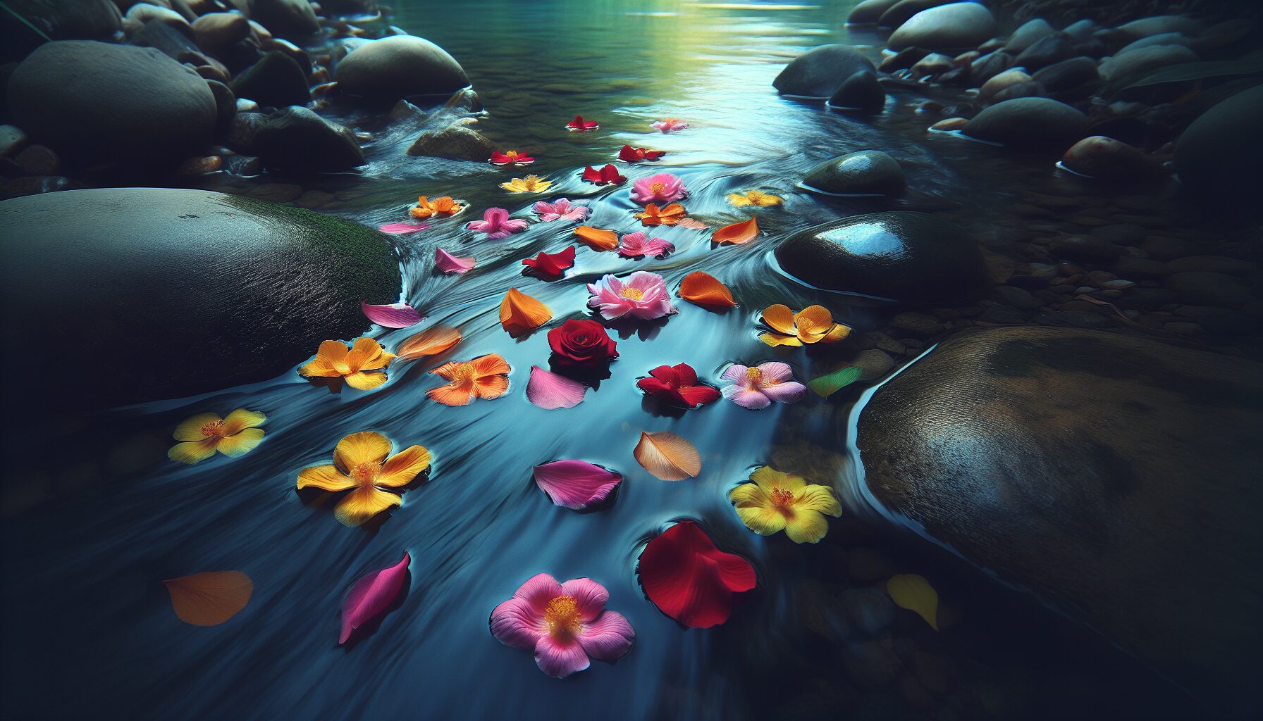 Petals on the Stream — Impermanence in Beauty